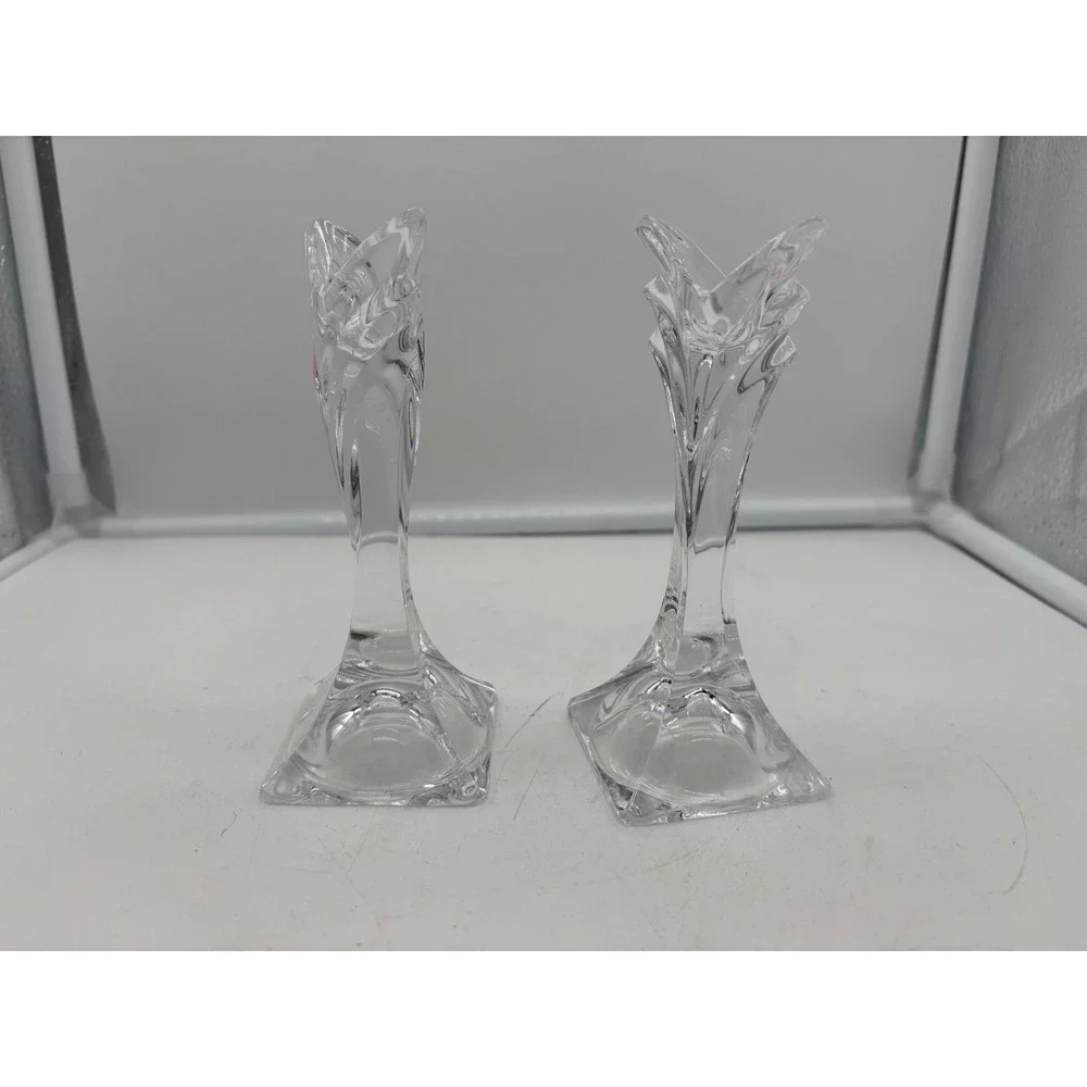 Mikasa Crystal Deco Candle Holders Pair 5.5